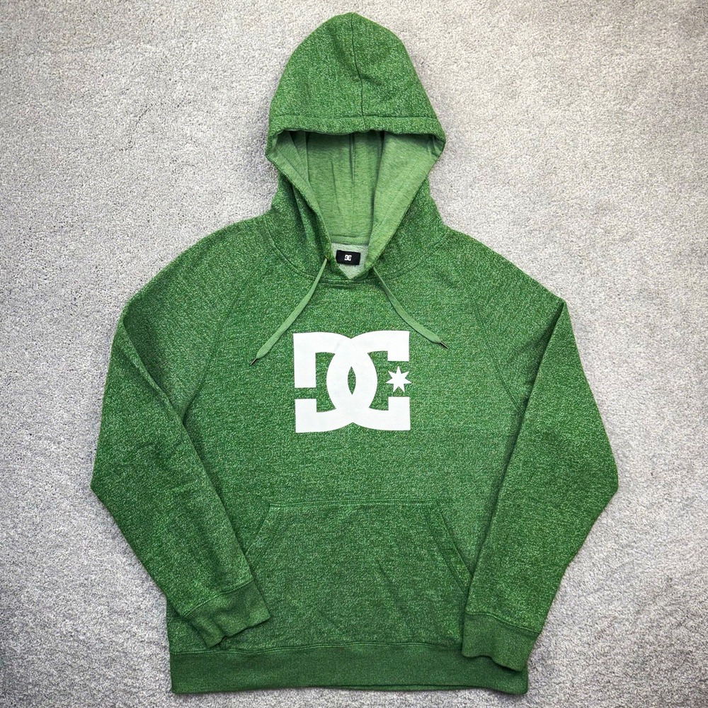 DC Shoes Hoodie Mens Large Green Heathered Skateboarding Pullover Sweatshirt